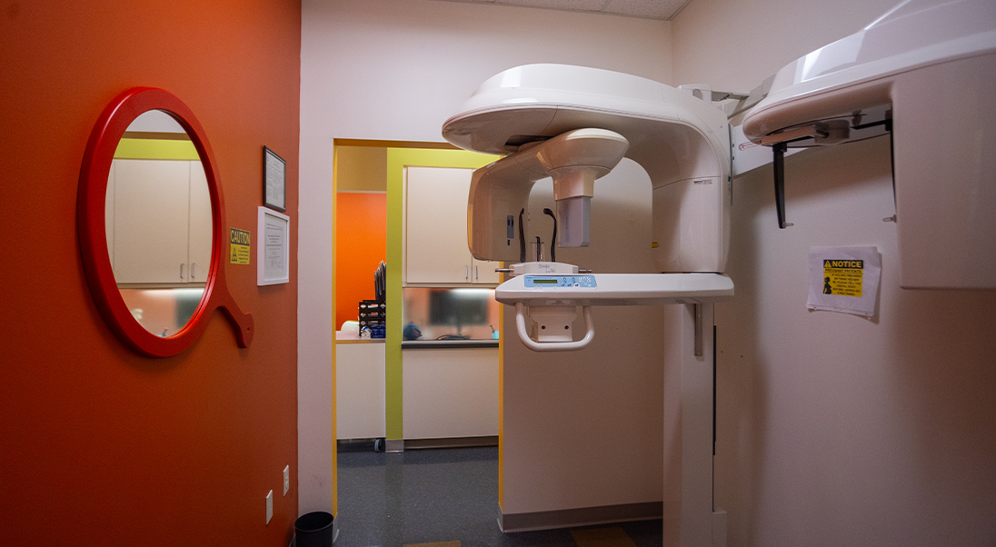 Cone beam CT scanner in the hallway