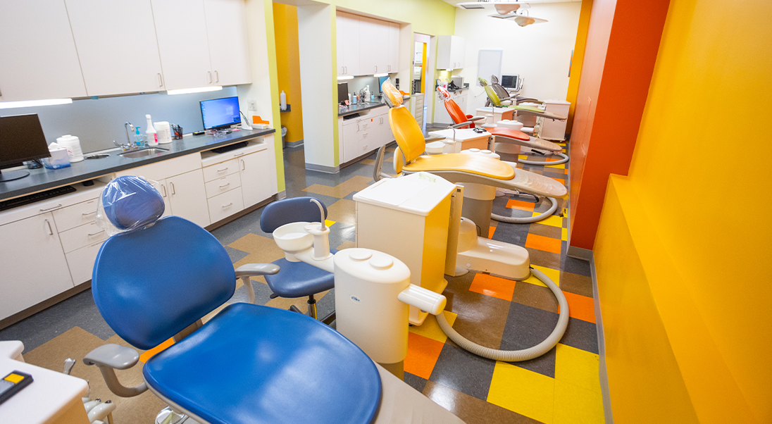 Row of orthodontic treatment chairs