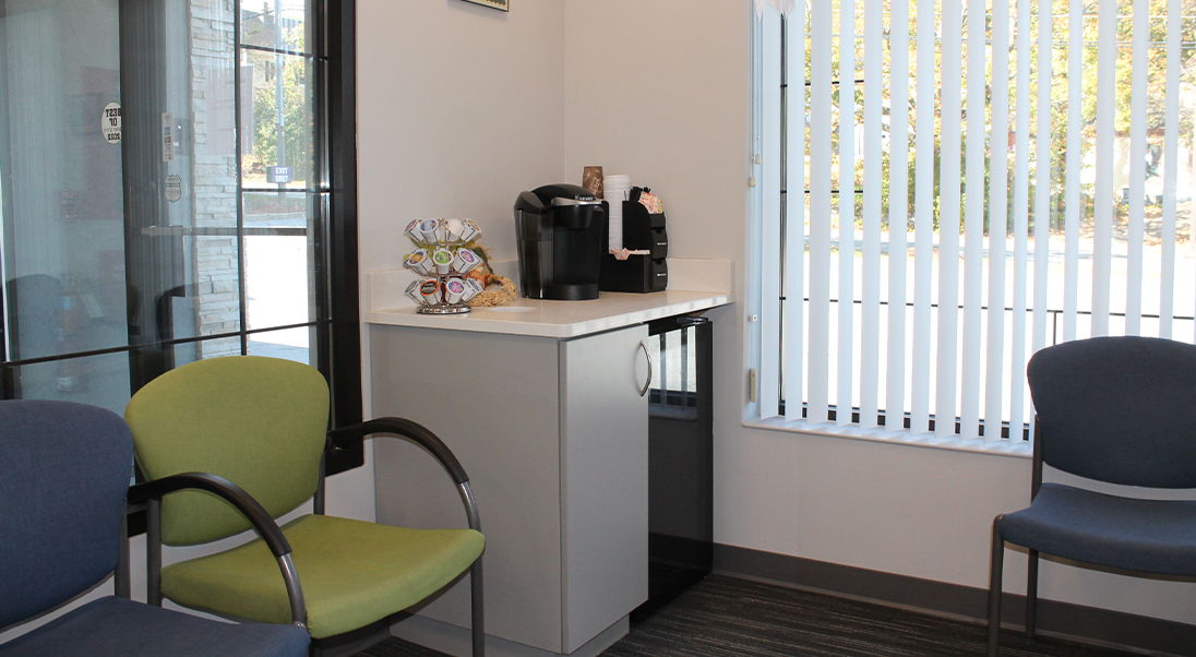 Refreshment station in the waiting area