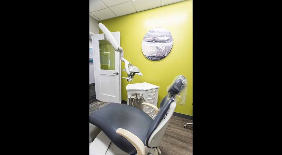 Black leather treatment chair