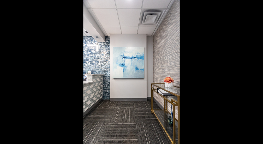 Blue and white wall art