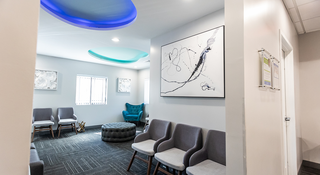 Abstract wall art in the waiting area