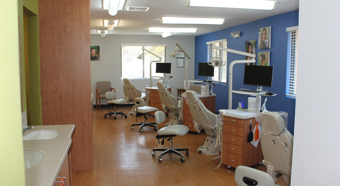 Row of orthodontic treatment chairs