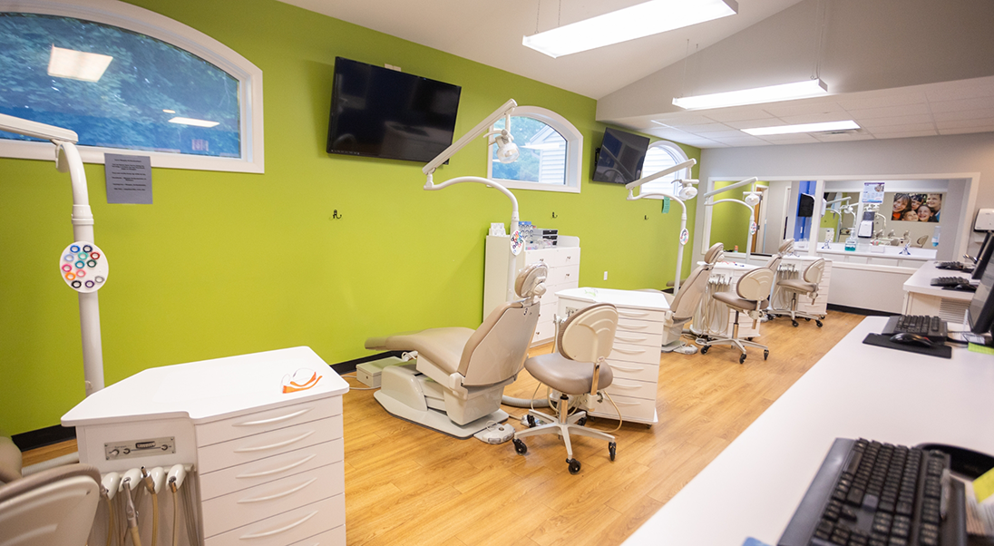 Row of orthodontic treatment chairs