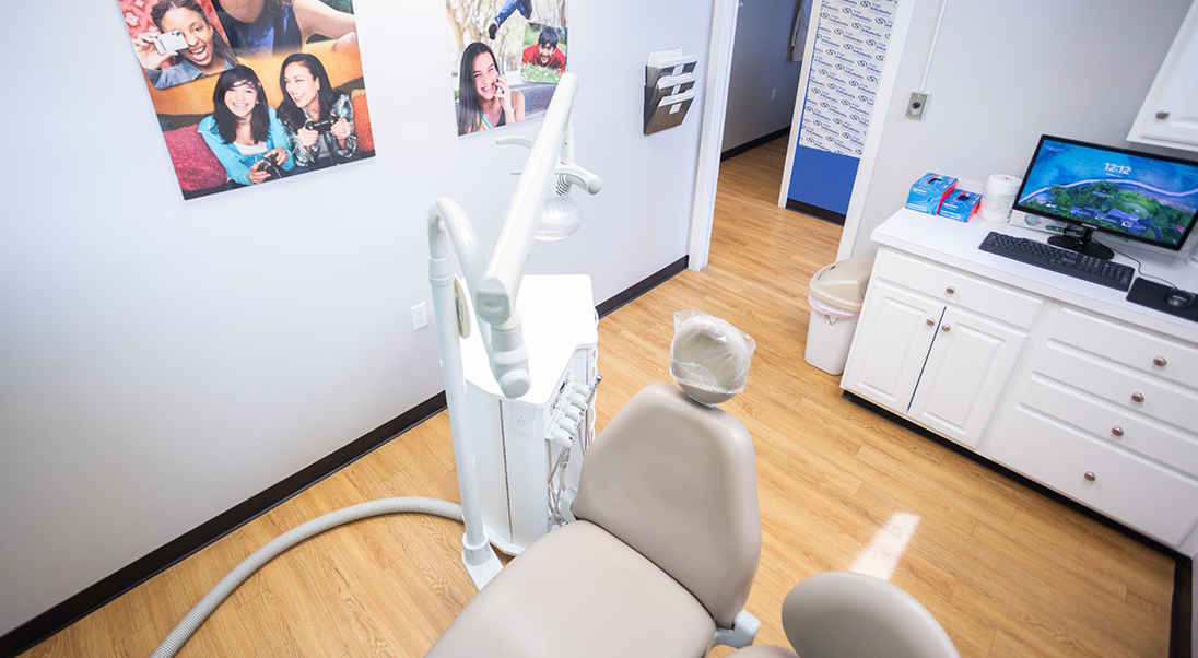 Aerial view of an orthodontic exam chair