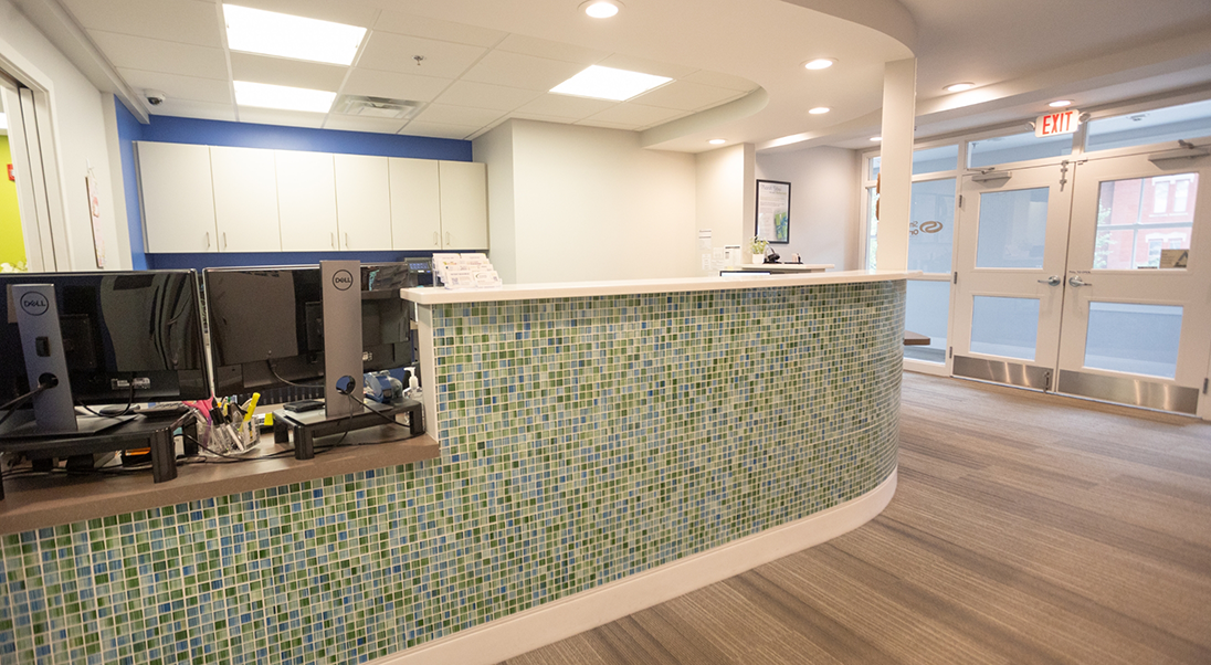 Side view of the front desk at Simply Orthodontics Worcester