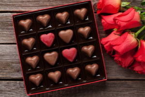 a box of heart-shaped chocolates
